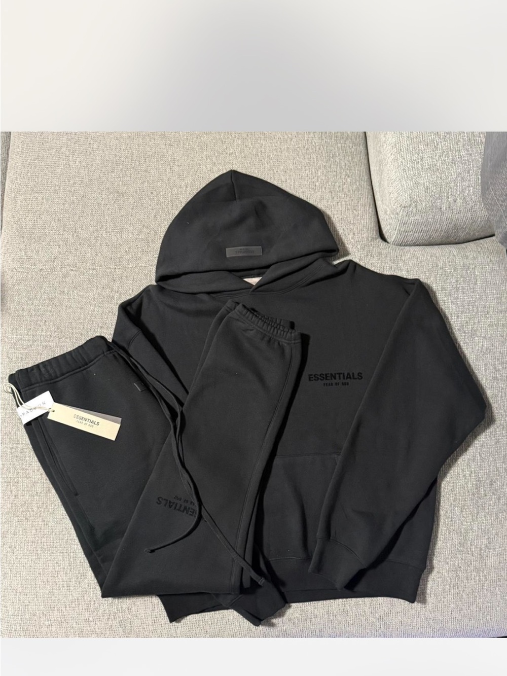 Essentials Men’s Black Crewneck Hoodie & Sweatpants Set